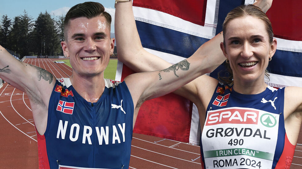 Jakob Ingebrigtsen og Karoline Bjerkeli Grøvdal
