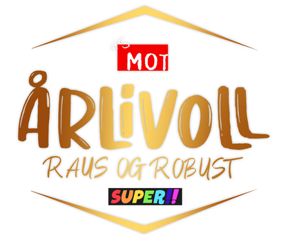 Bildet viser logoen til MOT, samt teksten "Årlivoll", "Raus og robust" og "Super!!".