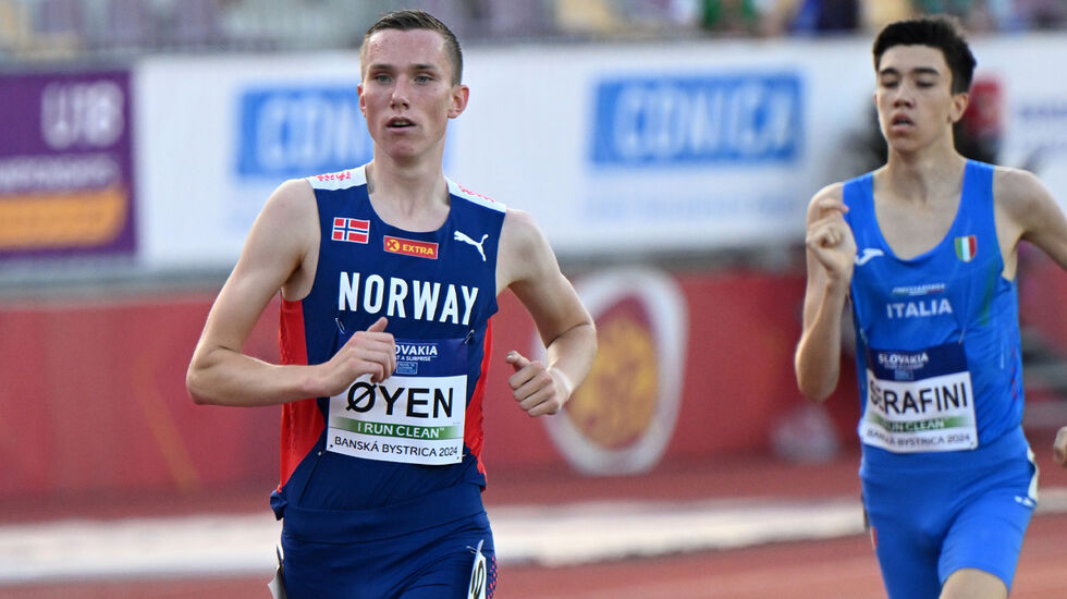 Magnus Øyen i finalen på 1500 meter under U18-EM i Slvakia i fjor. (Foto: Vestpress)