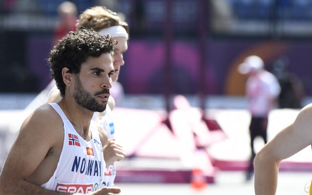 Jacob Boutera i norske farger under forsøksheatet på 3000 meter hinder under EM i Roma tidligere i sommer. (Foto: Bjørn Johannessen)