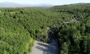 bilde fra skredområdet i Brennelv 31.7.2024. Foto: NVE/Porsanger kommune