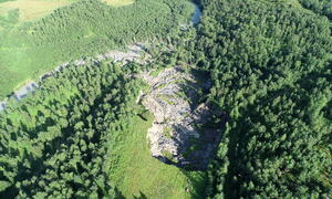 bilde fra skredområdet i Brennelv 31.7.2024. Foto: NVE/Porsanger kommune