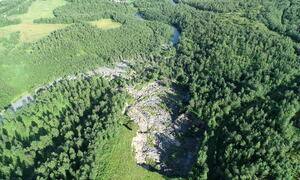bilde fra skredområdet i Brennelv 31.7.2024. Foto: NVE/Porsanger kommune