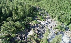 bilde fra skredområdet i Brennelv 31.7.2024. Foto: NVE/Porsanger kommune