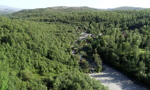 bilde fra skredområdet i Brennelv 31.7.2024. Foto: NVE/Porsanger kommune