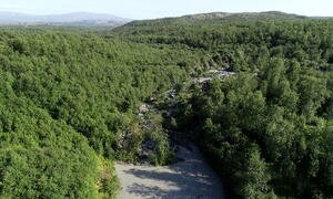 bilde fra skredområdet i Brennelv 31.7.2024. Foto: NVE/Porsanger kommune