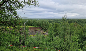 bilde fra skredområdet i Brennelv 1.8.2024. Foto: Porsanger kommune