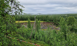 bilde fra skredområdet i Brennelv 1.8.2024. Foto: Porsanger kommune