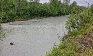 Bilde fra skredområdet i Brennelv 2.8.2024. Foto: Porsanger kommune
