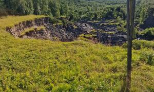 Bilde fra skredområdet i Brennelv 5.8.2024. Foto: Porsanger kommune