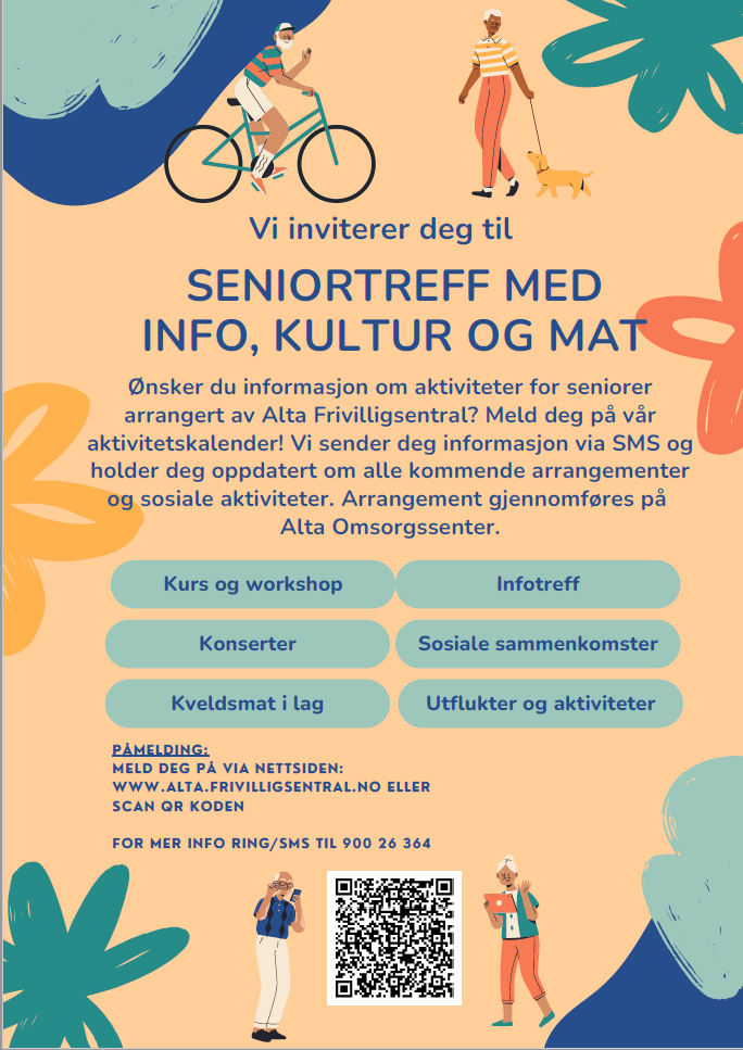 plakat om sms-tjeneste hos Alta Frivilligsentral