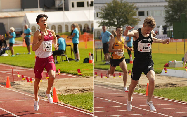 Sander Dybwad Mathiesen (til venstre) tok gullet i U23-klassen, mens Johannes Sandvik Bø sikra seg gullet i U20-klassen på 800 m. (Foto: Einar Børve)