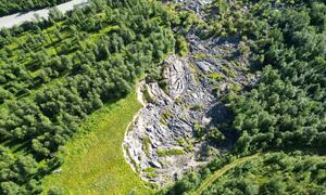 bilde fra skredområdet i Brennelv 7.8.2024. Foto: Porsanger kommune.