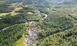 bilde fra skredområdet i Brennelv 12.8.2024. Foto: Porsanger kommune