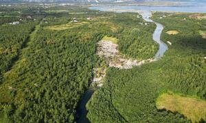 bilde fra skredområdet i Brennelv 12.8.2024. Foto: Porsanger kommune