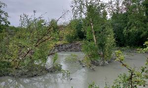 bilde fra skredområdet i Brennelv 15.8.2024. Foto: Porsanger kommune.