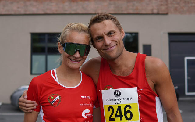 Sigrun Gjølberg og Ulrik Lolland var raskest på 10 kilometeren under Christian Frederik-løpet. (Foto: Arrangøren)
