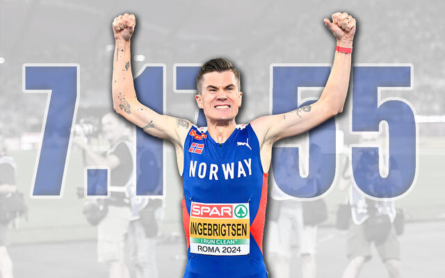Jakob Asserson Ingebrigtsen knuste den 28 år gamle verdensrekorden på 3000 meter. (Foto: Bjørn Johannessen / Illustrasjon: Tom-Arild Hansen)