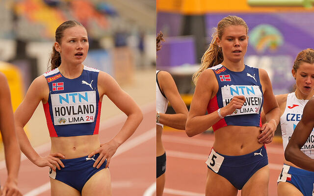 Marte Hovland og Malin Hoelsveen er dei norske deltakarane på 800 meter i U20-VM som no går føre seg i Lima, Peru.(Alle foto: Einar Børve)
