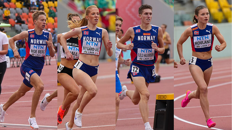 Håkon Moe Berg, Andrea Nygård Vie, Andreas Fjeld Halvorsen og Marte Hovland kjempet alle om en finaleplass i U20-VM. (Alle foto: Einar Børve)