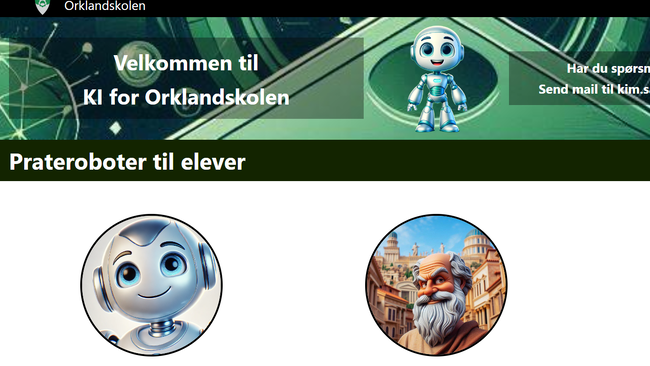 Skjermbilde av orklandskolen.no