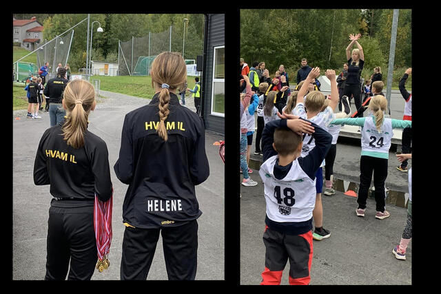 Det er Hvam IL som arrangerer Neskollen opp/ned. Her ser vi at det er klart til å gi ut medaljer i mål, samt fra oppvarmingen til barneløp. (Foto: arrangør)