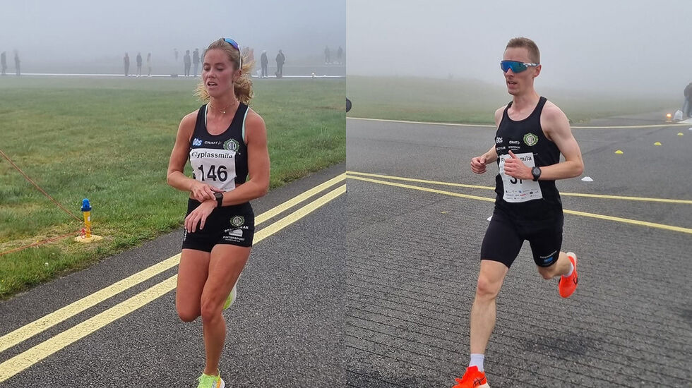 Kristin Lande Dommersnes vant kvinneklassen og Morten Gjendem herreklassen på 10 km da Flyplassmila ble arrangert på Stord. (Alle foto: arrangøren)