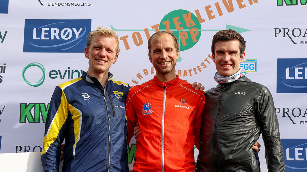 Premiepallen menn: Joel Dyrhovden (3. plass), Thorbjørn Ludvigsen, Callum Smith (2. plass). (Alle foto: Arne Dag Myking)