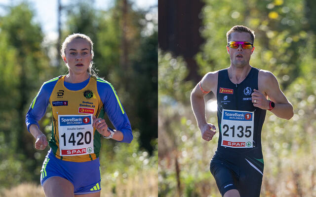 Amalie Sæten og Filip Ingebrigtsen stakk av gårde med gullmedaljene i tidenes første norske mesterskap i 5 km gateløp. (Foto: Samuel Hafsahl)