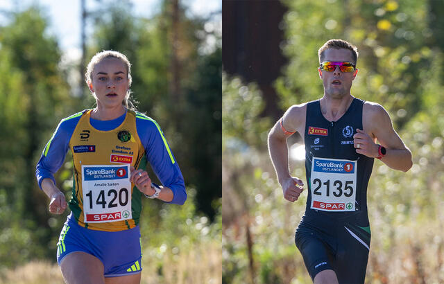 Amalie Sæten og Filip Ingebrigtsen stakk av gårde med gullmedaljene i tidenes første norske mesterskap i 5 km gateløp. (Foto: Samuel Hafsahl)