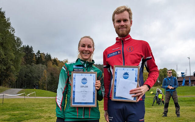 Irja Lie Haug og Herman Ryen Martinsen vant første utgave av Østmarka Grand Prix. (Foto: Arrangøren)