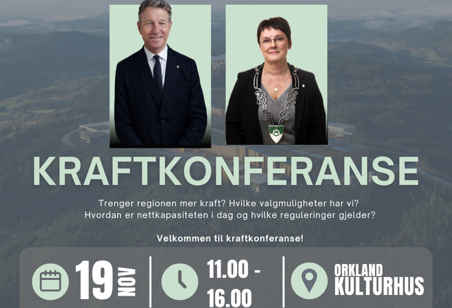 Velkommen til kraftkonferanse i Orkland kulturhus 19. november.