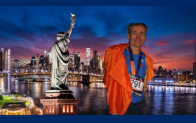 Det ble en vellykket helg i New York for Robert Næss, med en tredjeplass i aldersklassen, ny pers og besøk til Brann-fansen som var samlet på en pub. (Foto: iStock/Larry Gibson+privat bilde)