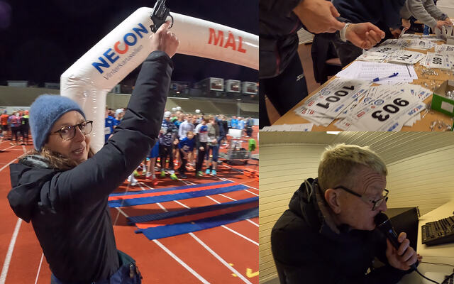Starteren fyrer av pistolen som som sender ut over tusen løpere fra Fana Stadion, fordelt over flere startpuljer. (Foto/video: Arne Dag Myking)