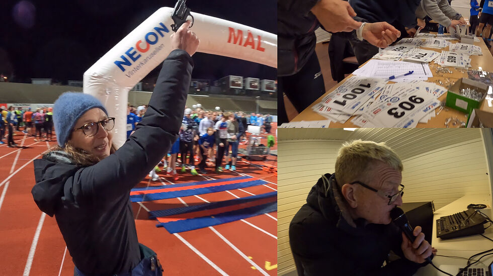 Starteren fyrer av pistolen som som sender ut over tusen løpere fra Fana Stadion, fordelt over flere startpuljer. (Foto/video: Arne Dag Myking)