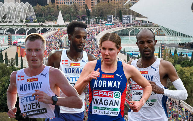 Sondre Moen, Zerei Kbrom, Maria Sagnes Wågan og Weldu N. Gebretsadik har de siste årene vært norges beste maratonløpere. Nå stiller de i Valencia Marathon den 1. desember. (Foto: Bjørn Johannessen/Arne Dag Myking/arrangør).