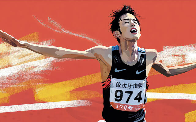 Yuya Yoshida løp først i mål i årets Fukuoka International Marathon. (Illustrasjon av Tom-Arild Hansen)