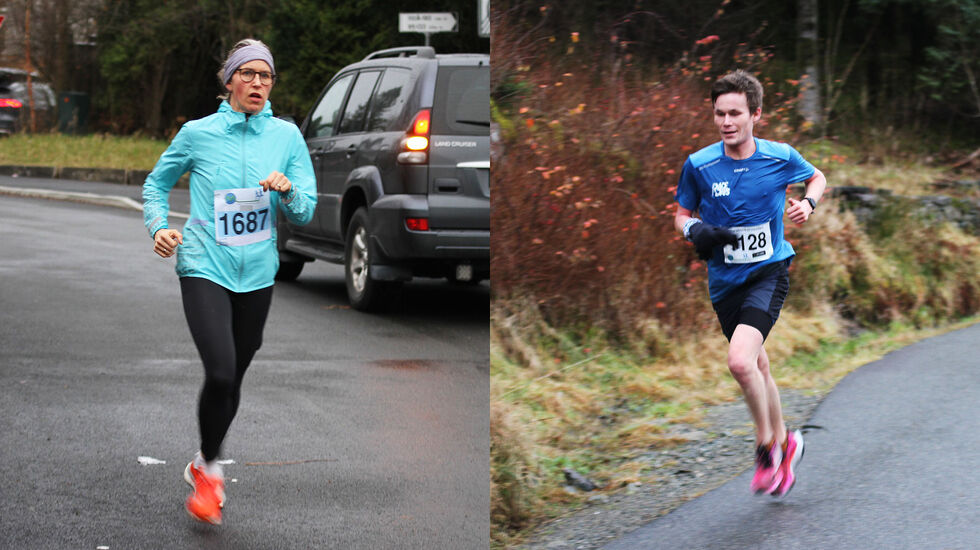Elisabeth Ulset og Magnus Warvik vant maratondistansen i Bergen Adventsmaraton. (Alle foto: arrangøren)