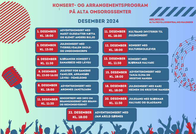 Program for konserter på Alta omsorgssenter i desember2024