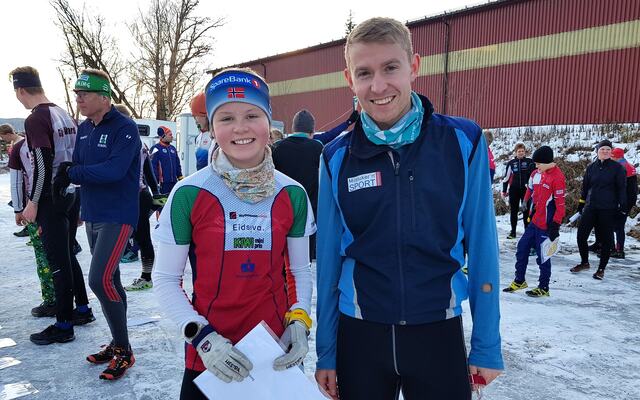 Vinnerne av langløypa, Mari Sørlien Stenberg og Eirik Langedal Breivik, før start.