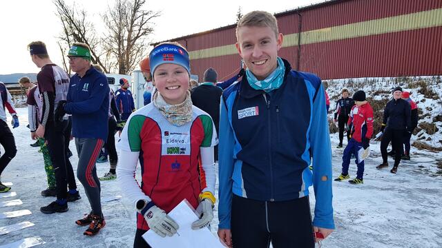 Vinnerne av langløypa, Mari Sørlien Stenberg og Eirik Langedal Breivik, før start.