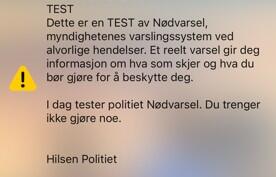 Døme på melding ved nødvarsel