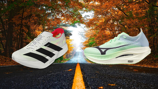 Kondis har testet de nye superskoene Adizero Adios Pro 4 og Wave Rebellion Pro 3. (Illustrasjon: Adidas + Mizuno + pixabay)