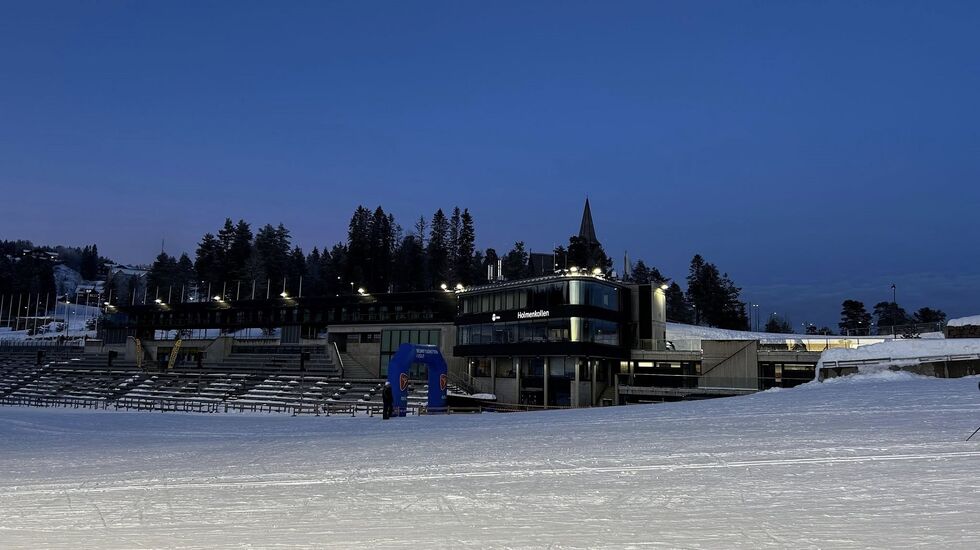 Det var vinteridyll i nasjonalanlegget i Holmenkollen onsdag kveld. (Foto: Arrangøren)