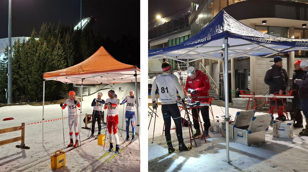 Deltakere gjør seg klare til vinterens tredje renn i OABIK-karusellen i Holmenkollen. (Foto: arrangøren)