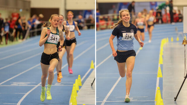 Klara Helen Homlung Prøitz og Helen Guldseth Ørstavik vant 1500 meteren i klasse J15 og J16. (Foto: Martin Hauge-Nilsen)