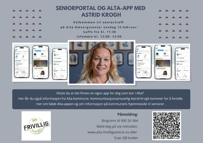 Plakat om informasjon om Alta-appen