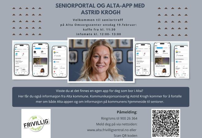 Plakat om informasjon om Alta-appen