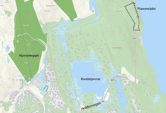 Viser oppstartsgrense for planområdet