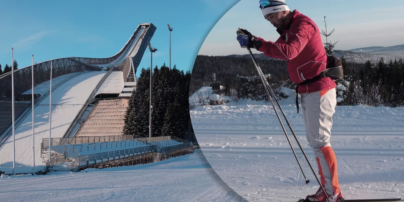 Skiforeningens Martin Øiestad demonstrerer riktig skiteknikk. (Foto: Tom-Arild Hansen)